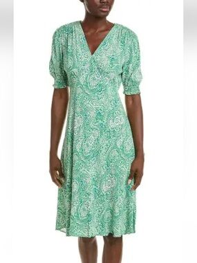 Diane Von Furstenberg Emma Dress in Athens  Paisley Indian Green